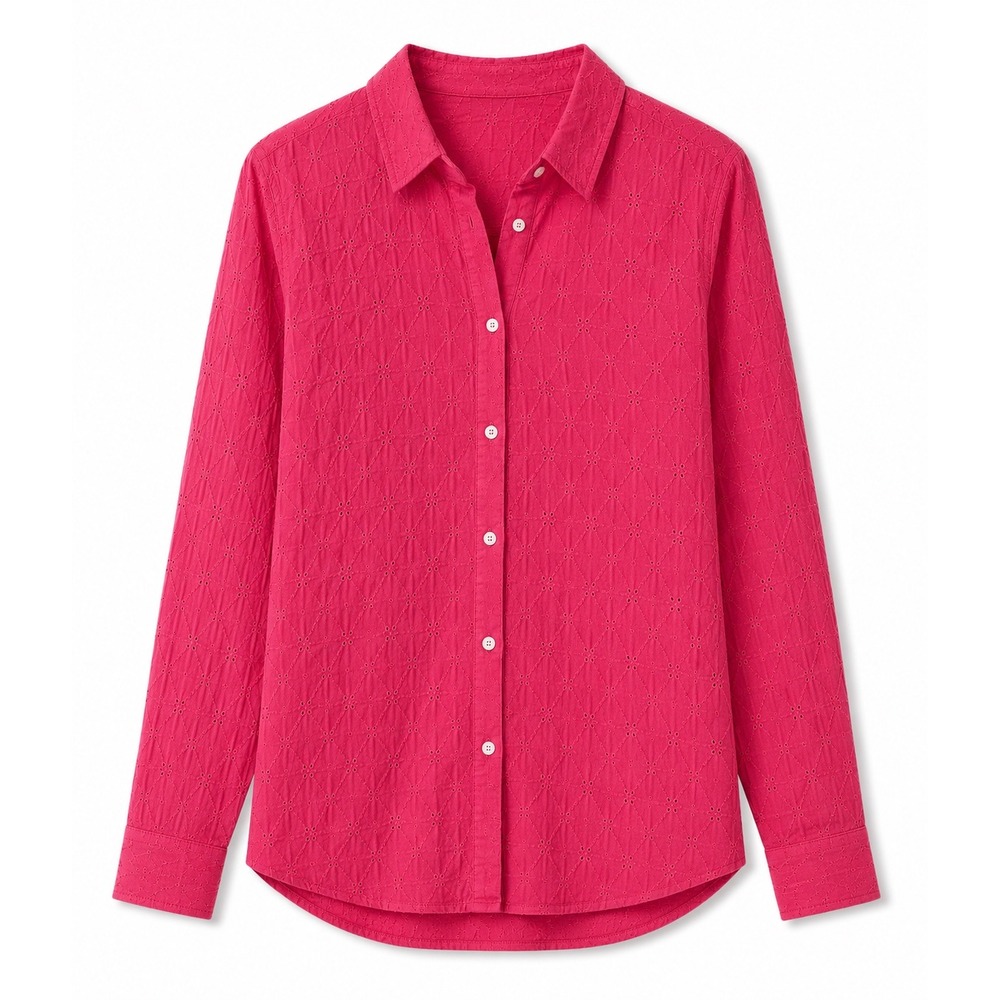 GAP Eyelet Button Down Shirt Women Small Pink Long Sleeve Cotton Excellent